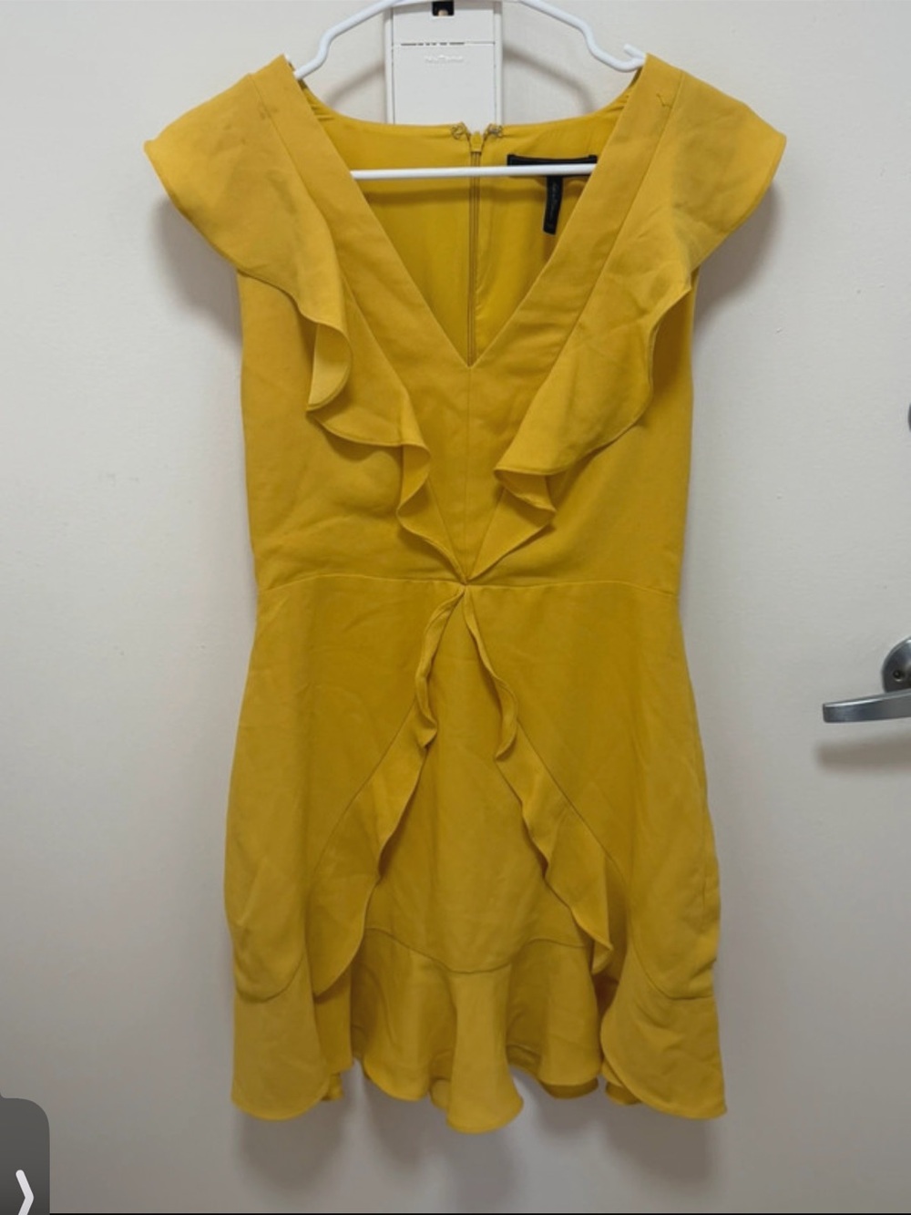 Bcbg Yellow Ruffle V-Neck Women's Dress